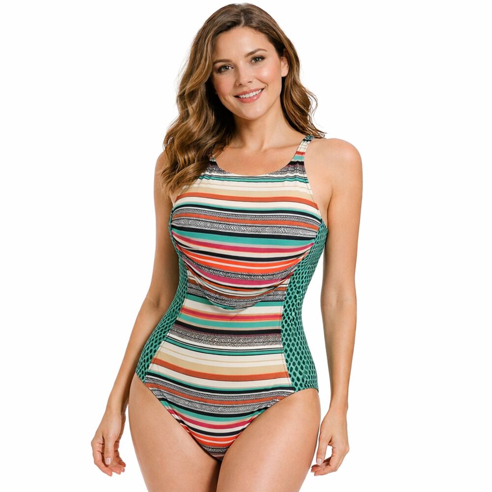 One Piece Swimsuit Size 12 Multi Color Paradise Bay